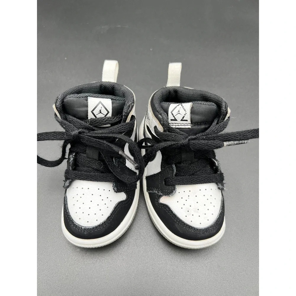Jordan 1 Mid Toddler Sneakers Black White Panda AR6352-100 Size 4C
